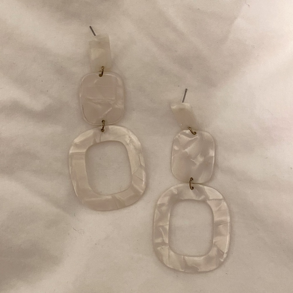 White Pearl Resin Earrings